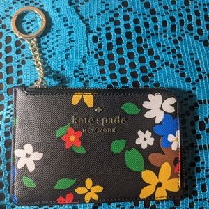 Kate Spade L Shaped Zipper Credit Card and Coin Purse with Keychain